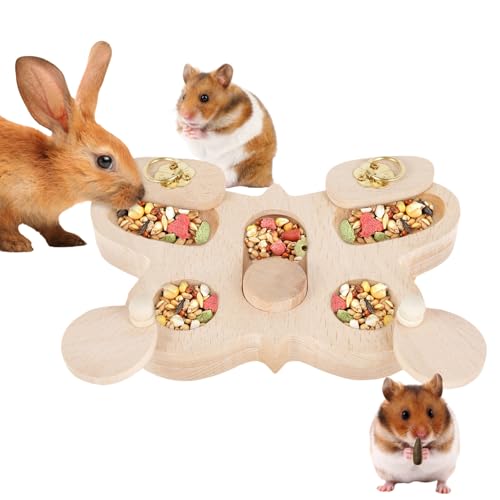 Fyeme 5 In 1 Meerschweinchen Spielzeug 18×11×3.8cm Kleintierspielzeug aus Holz Schmetterlingsform Hamster Kauspielzeug Geeignet für Alle Arten Kleiner Nagetiere von Fyeme