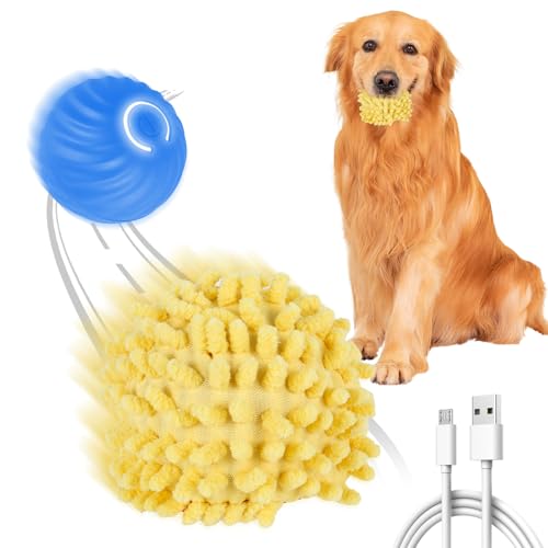 Hundeball Elektrisch mit Tennisabdeckung Interaktiver Spielball für Hunde Silikonmaterial 2 Modi Wiederaufladbar Intelligente Sensorik Magic Ball Hund Geeignet für Katzen Hunde Jeden Alters (Blau L) von Fyeme