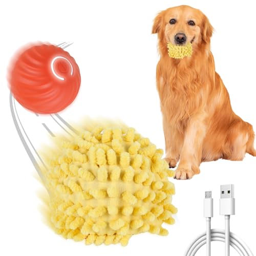 Hundeball Elektrisch mit Tennisabdeckung Interaktiver Spielball für Hunde Silikonmaterial 2 Modi Wiederaufladbar Intelligente Sensorik Magic Ball Hund Geeignet für Katzen Hunde Jeden Alters (Orange L) von Fyeme