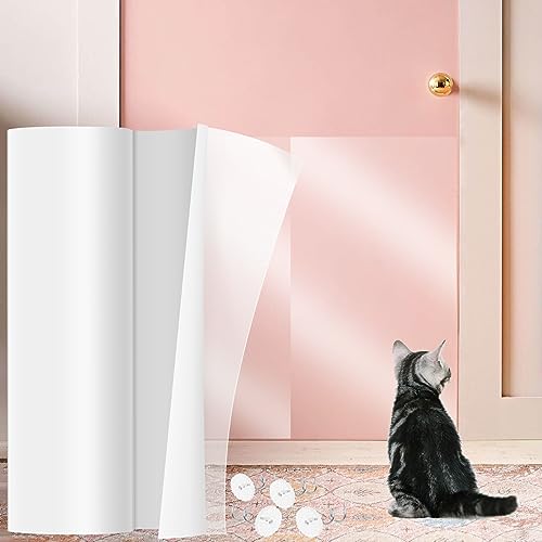 Katzen Kratzschutz Folie 43x500 cm Kratzschutz Katze Tape mit 60 Schrauben Transparente Katzen Kratzschutz Selbstklebend Kann Zugeschnitten für Möbel Couch Tür Wand Kratzabwehr von Fyeme