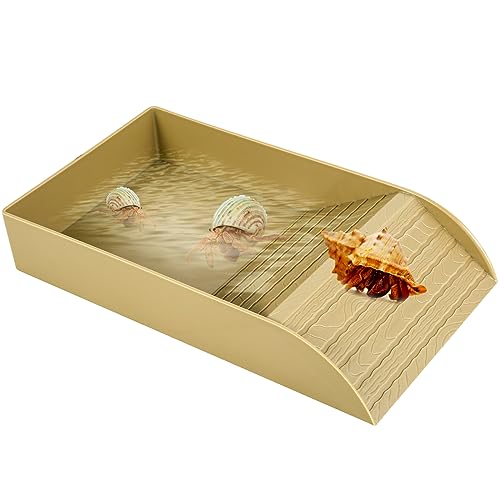 Wasserbecken für Schildkröten 36×20×6cm Wasserschildkröten Zubehör mit Kletterrampe Anti-Rutsch Design Schildkröten Zubehör Geeignet für Amphibien Reptilien (Braun, 36+20+6cm) von Fyeme