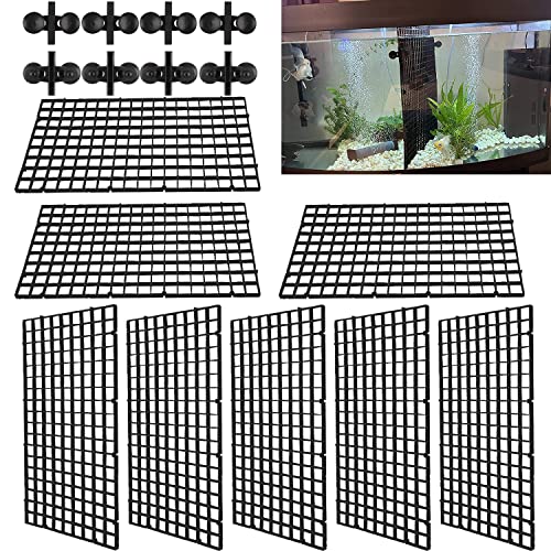 Fyihoxi 8 Stück Aquarium Trennwand Aquarium Tank Grid Trennung Brett Aquarium Isolation Kunststoff Gitter Fisch Tank Isolation Divider mit 10 Aquarium Divider Saugnap für Aquarium Unten Box von Fyihoxi