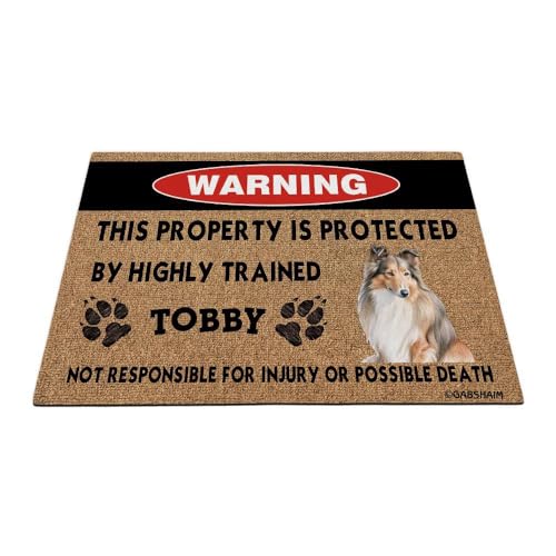 GABSHAIM Fußmatte Shetland Sheepdog Welcome Funny Watercolor Dog Warning Door Mat Custom This Property is Protected by Highly Trained Floor Mat 69.8 cmx45.0 cm von GABSHAIM