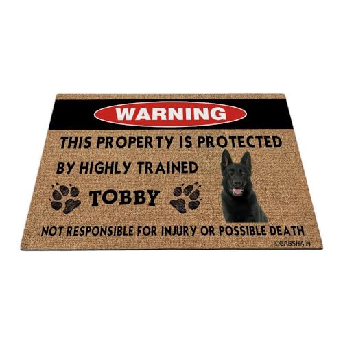 GABSHAIM Fußmatte mit Aufschrift "German Shepherd", lustiger Hund, Warnung, Fußmatte, personalisierbar, 60 x 40 cm von GABSHAIM