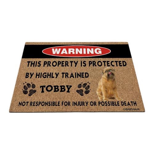 GABSHAIM Fußmatte mit lustiger Hundewarnung, Motiv: Brussels Griffon mit Aufschrift "This Property is Protected by highly trained floor matte", 89,9 x 60,9 cm von GABSHAIM