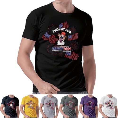 GABSHAIM T-Shirt mit Aufschrift "Even My Dog is Waiting for Trump 2024", Jack Russell Terrier, kurzärmelig, Größe S-3XL, mehrfarbig Stil 1 von GABSHAIM