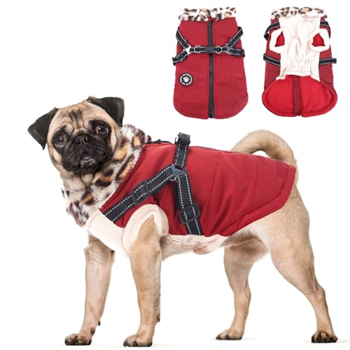 Hundejacke, Warmer Winter Hundejacke Winddichter Wintermantel kuschelige Ärmellose, Hundeweste mit Fleece Gefütterte Reflektierend für Kleine Mittelere (Rot, M) von GADITIEK