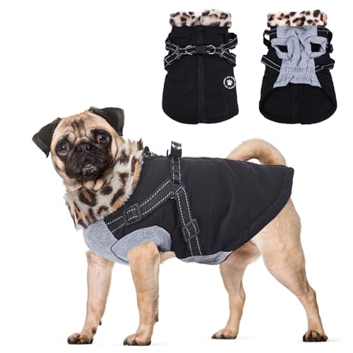 Hundejacke, Warmer Winter Hundejacke Winddichter Wintermantel kuschelige Ärmellose, Hundeweste mit Fleece Gefütterte Reflektierend für Kleine Mittelere (Schwarz, L) von GADITIEK