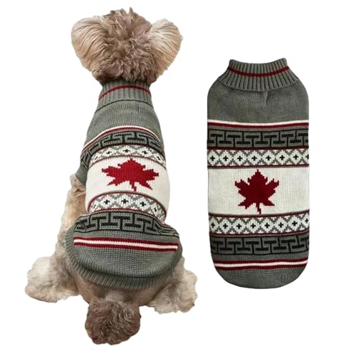 GAGALU Trikot de Perros Ropa De Perro De Invierno Ropa De Suéter De Navidad Cálido Ropa De Mascota-Hoja De Arce-S von GAGALU