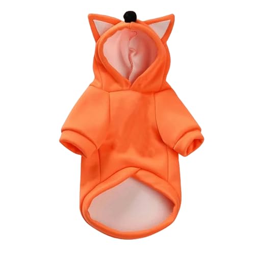 GAGALU Welpenpullover für Hunde, Winter, warme Kleidung, niedlicher Plüschmantel, Kapuzenpullover, Haustierkostüm, Jacke für Welpen, Katzen, Orange Fuchs, Größe XL von GAGALU