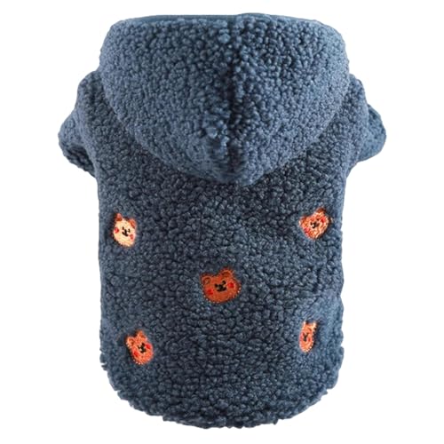 GAGALU Winterkleidung für Hunde und Katzen, Fleece, Kapuzenmantel, Welpen, Haustierkleidung, Blau, Größe L 5–6 kg von GAGALU