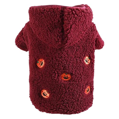 GAGALU Winterkleidung für Hunde und Katzen, Fleece, Kapuzenmantel, Welpen, Haustierkleidung, Violett, Größe L, 5–6 kg von GAGALU