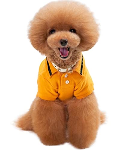 Haustier-Hunde-Hemd, Pullover-Polos, britische Flagge, Kleiner Hund, einfacher Stil, bequem, weich, für Bichon-Sommer (Color : Yellow, Size : 2XL) von GAGMXE