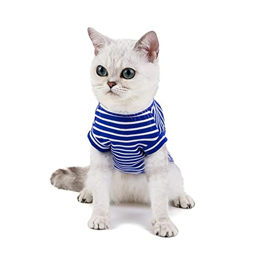 Haustierkleidung, klassischer Pullover mit Streifenmuster, ärmellose Weste, für kleine Hunde, süß, cool, Basic-Stil für Chihuahua, Sommer (Color : Blau, Size : XL) von GAGMXE