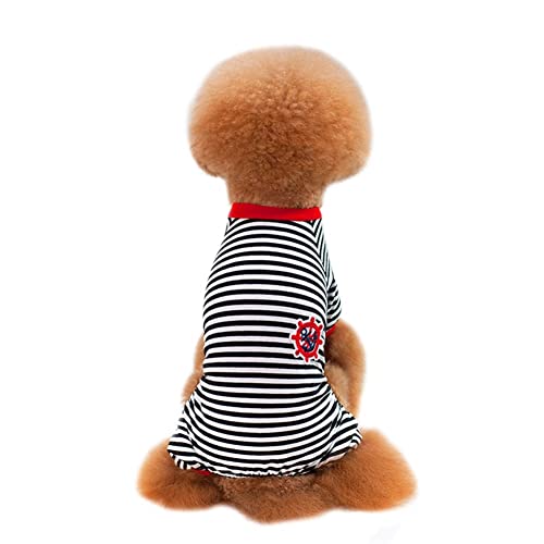 Hunde-Haustier-Kleidung, Hemd, Bunte Streifen, Pyjama mit Ankeranhänger, Overalls, Kleiner Hund, leicht, Basic-Stil für Chihuahua, Herbst (Color : Schwarz, Size : XL) von GAGMXE