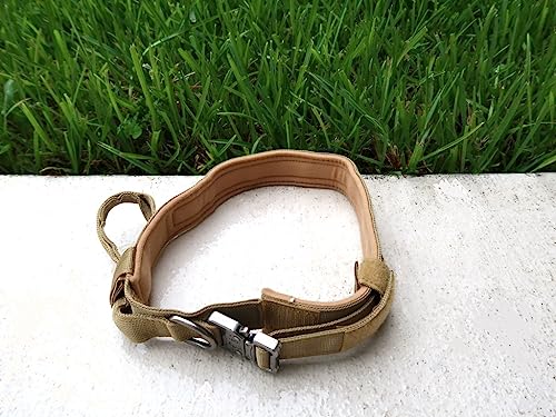 Galaxy Taktisches Hundehalsband, strapazierfähig, verstellbar, personalisiert, mit Griff und Metallschnalle, für Militärpolizei-Training, Schwarz (_Khaki, Größe XL) von GALAXYLENSE