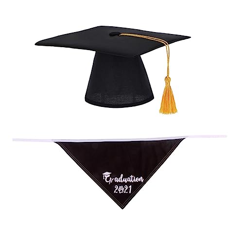 GALPADA 2Stücke Haustier Abschlussfeier Outfits Hund Graduation Caps Mit Speichelkragen Für Haustiere Perfektes Zubehör Für Abschlussfeier Ihres Hundes von GALPADA