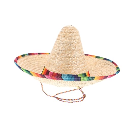 GALPADA Mexikanischer Hut Mexikanische Hüte Für Party Katzenhüte Nur Für Katzen Cinco De Mayo Fiesta-gastgeschenke Mexikanischer Sombrero-hut Mexikanischer Poncho Serape Khaki Stroh von GALPADA