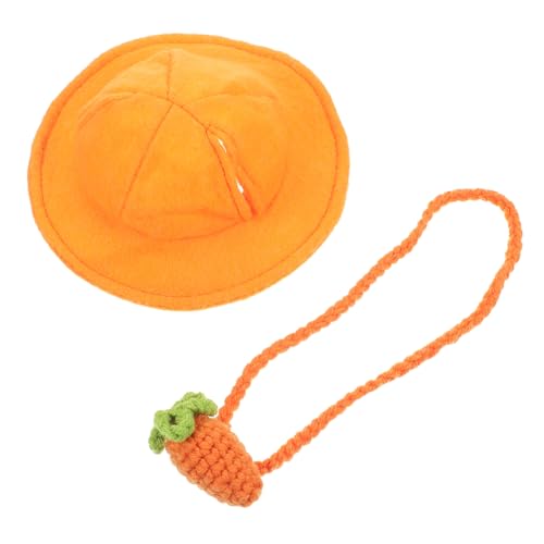 GANAZONO 1 Satz Kaninchen-Rucksack-Hut Bunny Suit Rabbit hat Rabbit Toys Kostüme Kopfbedeckungen für kleine Haustiere Hamster zubehör Kleiner Haustierhut Hase-Karotten-Tasche gefühlt Orange von GANAZONO