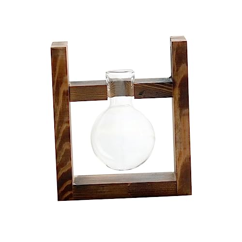 GANAZONO 1Stk Hydrokultur-Pflanzenvase Pflanzenterrarium Pflanzendekorationen einmachgläser küchendekoration Ornament Anlage Glasvase aus Holzgestell Ziervase aus Glas von GANAZONO