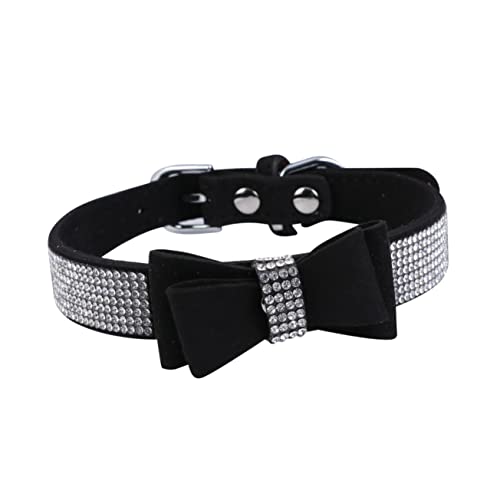 GANAZONO 1stk Hot Diamond Hundehalsband Benutzerdefinierte Katze Kragen Welpenhalsband Katzenhalsband Bögen Hundepflegeset Hundehalsbänder Mittel Dackel Halsband Hund Black von GANAZONO