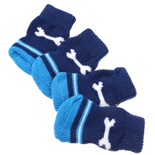 GANAZONO 2 Paare Haustier Socken Winterkleidung Für Hunde Slip-hundesocken Hundemütze Welpe Beagle Schuhhund Tragbare Hundesocken Hundeschuhe Hundestiefelpfoten Hundezubehör Baumwolle Navy von GANAZONO