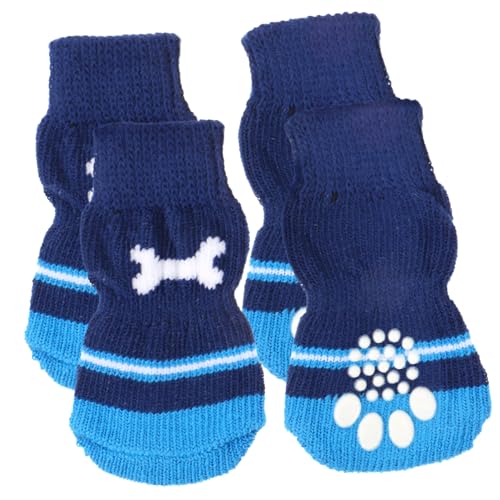 GANAZONO 2 Paare Haustier socken hundesocken Dog Socks für Hunde Hundezubehör Hund mittelgroße Hunde Welpenbedarf austauschbare Haustiersocken atmungsaktiver Pfotenschutz Baumwolle Navy von GANAZONO