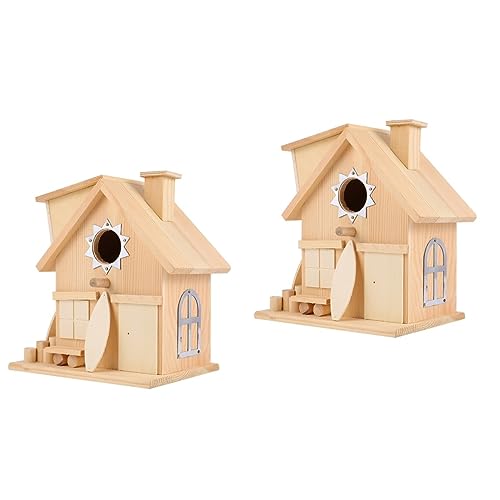 GANAZONO 2st Vogelhaus Aus Holz Vogelnest Aus Holz Zaunkönig Vogelhaus Vogelhäuser Aus Holz Vogel Mit Stange Vogelkäfig Aus Holz Vogelhäuschen Für Draußen Ländlich Baumkiste Paulownia von GANAZONO