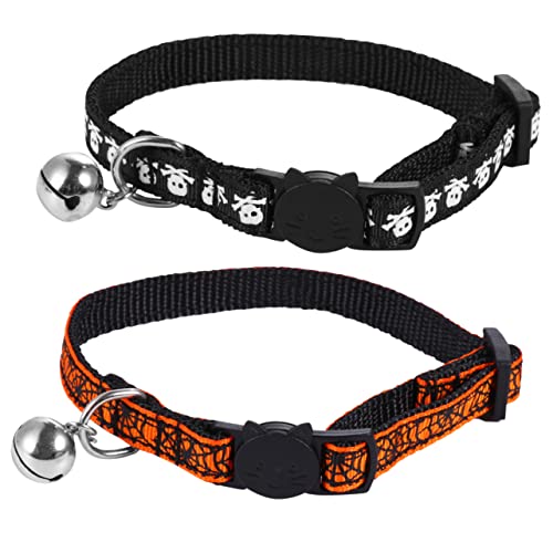 GANAZONO 2St Halloween-Katzenhalsband Haustier für Katzen Katzenhalsbänder Kätzchenhalsband mit Glöckchen Kamerahalsband für Katzen Halloween Halskette hundekragen Halsring Stoff von GANAZONO