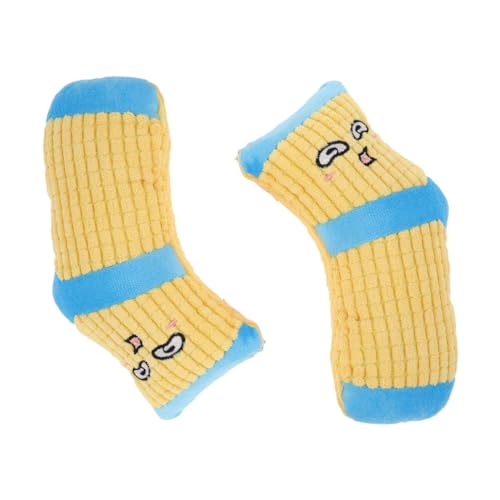 GANAZONO 2St Langeweile Funny Toys Fun Toy hundspielzeug Dog Toy Soft Toy Hunde kauen Hunde klingen klingendes beißendes Welpen-Plüsch-Socken- Yellow von GANAZONO