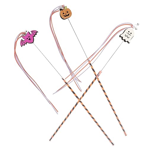 GANAZONO 3St Katzen-Teaser Halloween Halloween Toys Katzen Spielzeugstab Katze Wohnungskatzen Automatisches Katzenspielzeug Katzenstockspielzeug interaktive Teasing-Sticks PVC von GANAZONO