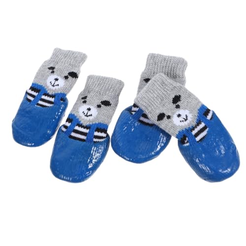 GANAZONO 4 Stück Haustierschuhe Tragbare Katzensocken Kätzchensocken Weihnachtshundesocken Anti-rutsch-hundesocken rutschfeste Hundesocken Hundestiefel Socken Für Katzen Baumwolle Sky-Blue von GANAZONO