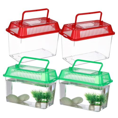 GANAZONO 4 Stück Tragbare Haustierbox für Aquarien Tragbares -Aquarium Tragbares Aquarium Handheld-Aquarium Tragbare Schildkrötenbox schneckenkorn hochzeitsdeko Handaquarium Plastik von GANAZONO