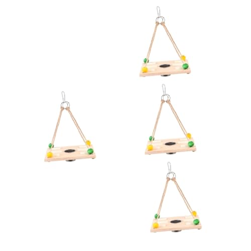 GANAZONO 4 Stück Vogelhäuschen aus Holz Spielzeug für draußen Holzspielzeug Holztabletts hängende Schaukel für Vogel Papagei Stehschaukel Outdoor-Spielset Futterbehälter für Papageien tosu von GANAZONO