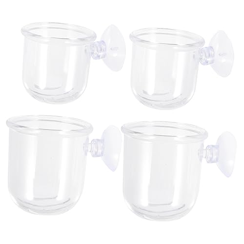 GANAZONO 4 Stück Zubringer wasserpflanzen Glasfutterbehälter Aquarium Zubehör Aquarium Futterdosierer Fisch Aquarium lebende Pflanzen Netz Behälter aus Wasserglas Kristall-Tank-Feeder Acryl von GANAZONO