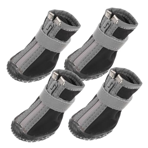 GANAZONO 4Pcs Haustierschuhe Welpe Hundewerfer Stiefeletten Vlies Dog Shoes for small Dogs Paws pfotenschutz kleine hundeschuhe Hundestiefel für kleine Gummi Black von GANAZONO