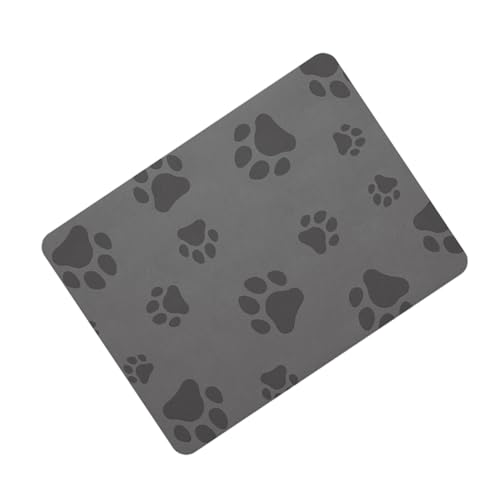 GANAZONO Futtermatte für Haustiere Matte für Katzen wasserdichte Matte für Hundenäpfe Matten für Hunde Hundenapf hundepolster hundematten Hundefuttermatte Saugpads für Haustiere PU Grey von GANAZONO