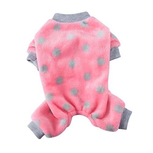 GANAZONO Haustier-Pyjama Hund Welpe Haustier Kostüme Flanell-haustierkleidung Kältebeständige Haustierkleidung Geschmeidiger Warmer Pyjama Für Haustiere Haustierbedarf Rosa Polyester von GANAZONO