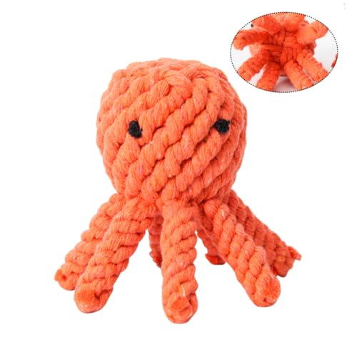 GANAZONO Haustier Seilspielzeug für kleine Hunde Hundespielzeug Aggressive Kauer Oktopus interaktives Interactive Toys Haustier Beiß Hundebissspielzeug Orange von GANAZONO