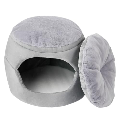 GANAZONO Haustierbett pet Bed petbett Katzen bettchen Faltbares Winterzelt für Katzen Katzenhäuser für Wohnungskatzen Haustiere Winternester Haustierkäfig für Katzen PP Baumwolle Light Grey von GANAZONO