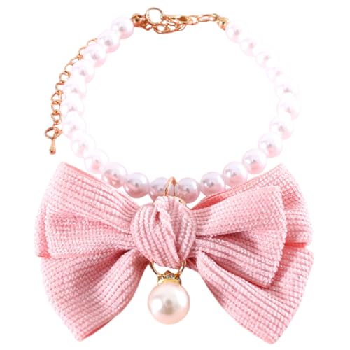 GANAZONO Haustierhalsband pet Supplies hundekragen Schleifenhalsband Katzen hundehalstuch Bowtie Bogen Kauer Tragbares Kätzchenhalsband exquisites Kätzchenhalsband Polyester Rosa von GANAZONO