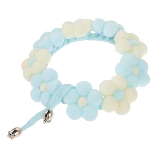 GANAZONO Haustierhalsband pom pom Dog Collars katzenhalsband Katzen katzenhalsbänder verstellbares hundehalsband kleines hundehalsband gestrickter Kragen Garn Sky-Blue von GANAZONO