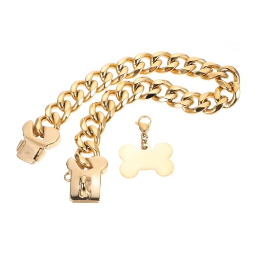 GANAZONO Hundeleine Zartes Hundehalsband Zarter Haustieranhänger Für Hunde Hund Kette Halsband Welpenmarke Kettenhalskette Für Haustier Glocke Hundekette Kragen Stahl Golden von GANAZONO