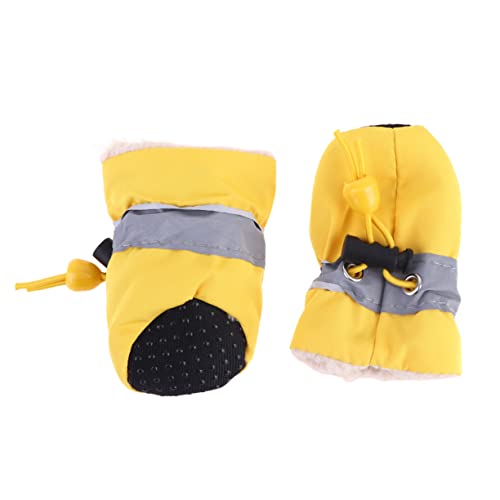 GANAZONO Hundestiefel Hundeschuhe für den Winter Regentag Hundeschuhe Haustierstiefel Hundeschuhe für kleine Hunde Dog Shoes Hundeschuhe mit Plüsch Stiefel für Hunde Schuhe für Hunde Yellow von GANAZONO