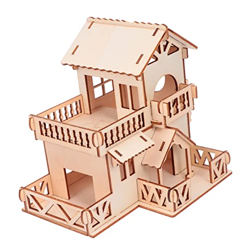 GANAZONO Kleintier Versteckhaus Aus Holz Für Hamster Doppelschichtiges Hamsterhaus Mit Spielbereich Und Leiter Für Zwerghamster Und Mäuse Natürliches Design Für Artgerechte von GANAZONO