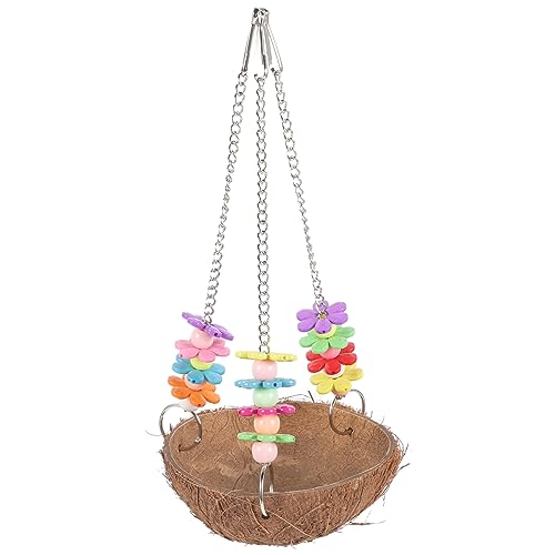 GANAZONO Nest aus Kokosnussschalen Abs Vogel hängendes Nest Papageienkäfig fangen Kokosnuss-Hütte vogelkäfig zubehör vogelzubehör für käfig Bird Toys Papageienhütte hängendes Papageiennest von GANAZONO