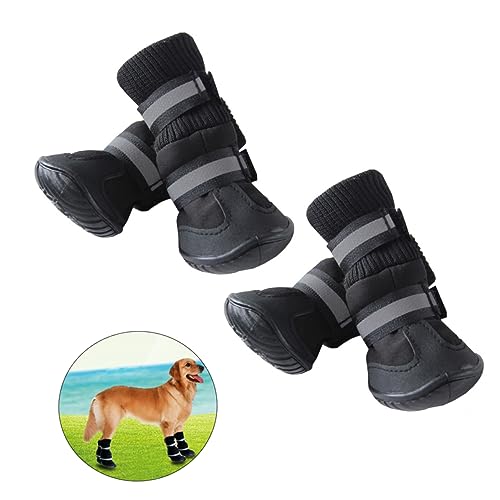 GANAZONO Schuhe Für Hunde Hund Groß Haustier Stiefeletten Hundestiefel Zehengreifer Für Hunde Hündchen Regenstiefel Für Hunde Regenmantel Pfoten Hundeschuhe Black von GANAZONO