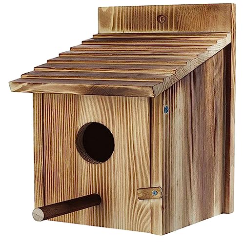 GANAZONO Vogelhäuschen Aus Vogelhäuschen Für Draußen Vogelkäfig Aus Gartenvogelhaus Vogelversteck Vogelhaus Aus Holz Vogelhütte Im Freien Brutnest Kolibri- Hölzern Kleines Hängend von GANAZONO