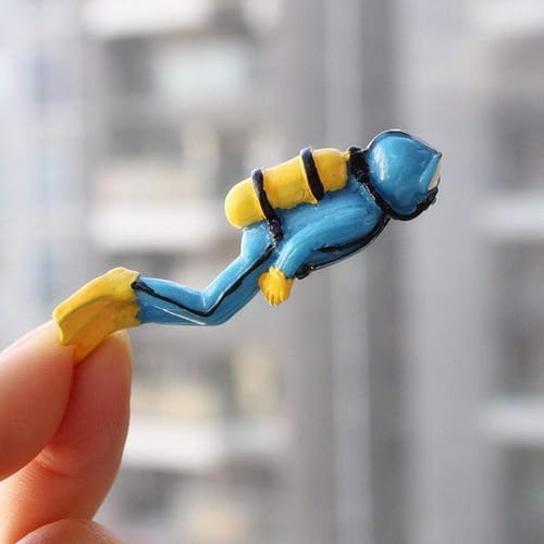 GANPUB Blue Diver Miniatur-Taucher-Figuren, niedliche lebensechte Kunstharz-Taucher-Schatzkiste, Ornament, Aquarium-Dekoration, Mikro-Landschaft, DIY-Zubehör, Aquarium-Dekoration von GANPUB