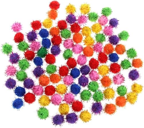 GANPUB Bunte Mini-Lametta-Bälle mit glitzernden Glitzern, kleine Bommeln, Katzenbälle, für Katzen, Hüpfball, Katze, glitzernde Bälle, Haustierbedarf, 100 Stück von GANPUB